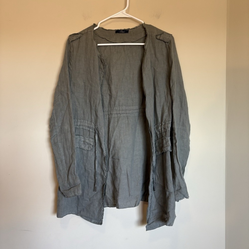 BACI Italian Linen Jacket Green Gray Medium 5181683 KAK